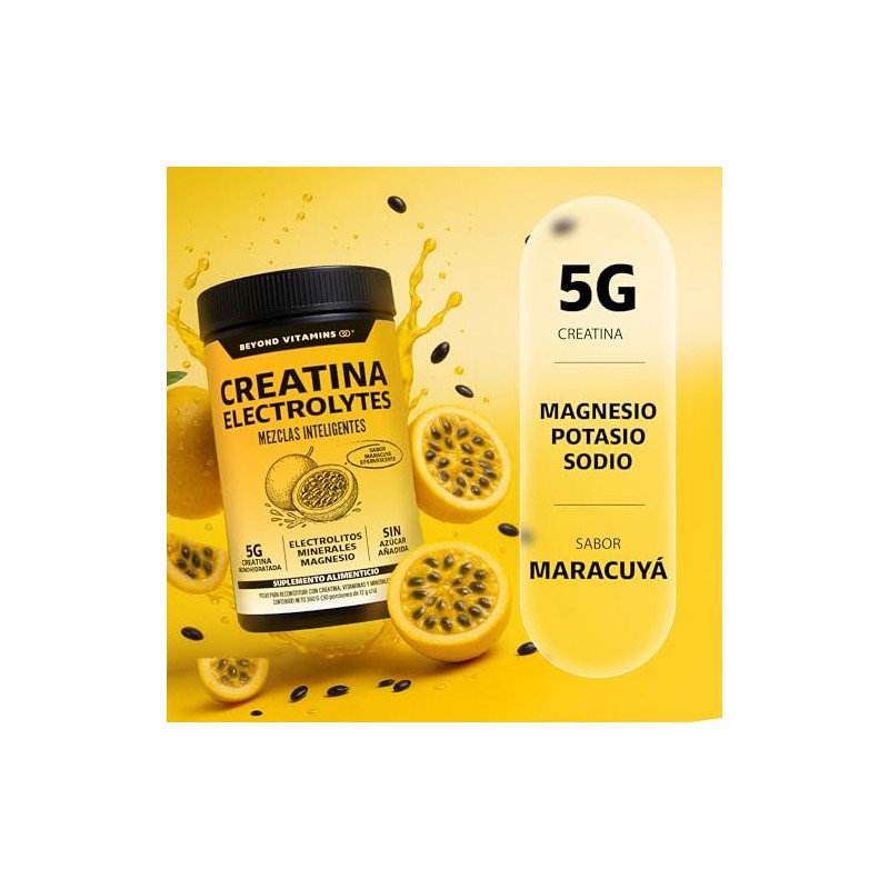 BEYOND VITAMINS Creatina Monohidratada con Electrolitos y Ciclodextrina para Mejor