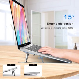 N-brand Laptop Stand Portable, Zinc Alloy Laptop Mini Stand, Laptop Riser Invisible, Ergonomic Laptop Stand Cooling Suitable for 12-20 Inches Laptop