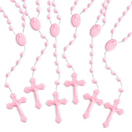 NCPLYGOU 100 Pcs Plastic Rosary Bulk, 17 Inch Plastic Rosary, Church Prayer Plastic Rosary Beads Catholic Necklace Easter Gifts