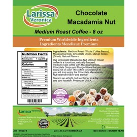 Chocolate Macadamia Nut Medium Roast Coffee (Gourmet, Naturally Flavored, Whole Coffee Beans) (8 oz, ZIN: 560074)
