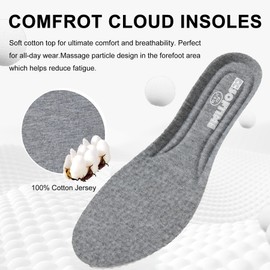 CCSOFTIME Comfort Insoles for Men and Women, Replacement Soft Sports Shoe Insoles for Everyday and Work - Cushioning and Breathable, gray