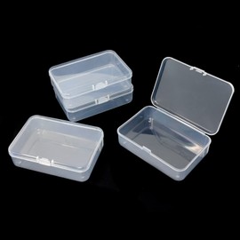 yueton 4pcs Clear White Rectangle Mini Storage Containers Box for Business Card,Accessories,Crafts,Screws,Drills,Battery