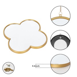 DECANIT Gold Mirrors for Wall Decoration Clover Mirrors for Living Room Decor & Home Decor, Pack of 3