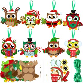 Blosssound 32 Sets Christmas Craft Kits for Kids Christmas Owl Crafts Sticker DIY Colorful Owl Ornament Make Your Own Xmas Craft Projects for Xmas Winter Holiday School Classroom Party Decor (Owl)