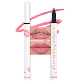 evpct Longwear Liquid Lip Liner Stain Pen Long Lasting Waterproof, Warm Nude Pink Matte Semi Permanent 24 Hour Lip Liner and Lipstick Combo, Color Stay Lipliner All Day, Lips Stain peel off Marker