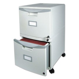 Storex 61301B01C Two-Drawer Mobile Filing Cabinet 14-3/4w x 18-1/4d x 26h Gray
