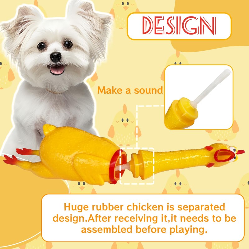 Xeehwb 22 Inch Crazy Huge Rubber Chicken,Yellow Squeeze Chicken Toys,Squeaky