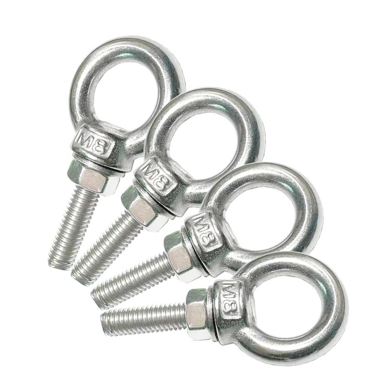 CHHGGNN 304 Stainless Steel Eye Bolt, 4 PCS M8 Heavy