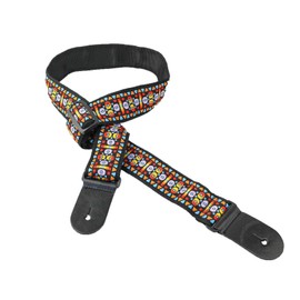 Walker & Williams H-02 Stained Glass Woven 60's Style Hootenany Hippie Guitar Strap For Acoustic, Electric, And Bass Guitars