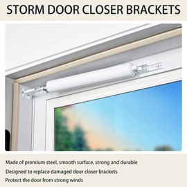 Storm Door Closer Brackets,Reinforced Repair Jamb Bracket Compatible with Andersen/Emco/Larson/Pella 40201 Door Repair Kit,Screen Door Closer Replacement Parts for Storm Door (White)