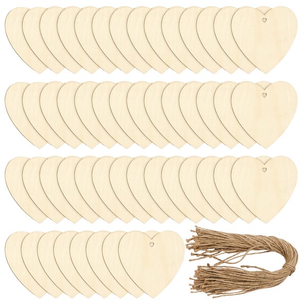 THE TWIDDLERS - 50 Blank Wooden Hearts for Crafting with