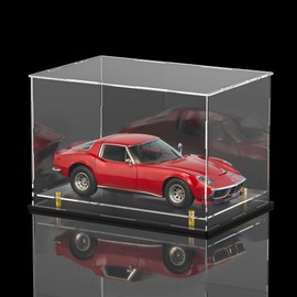 Acrylic Display Case with Floating Shelf & Thick Base – UV-Protected Collectible Showcase for Souvenirs, Figurines, and Memorabilia (13" Lx6.7 Wx7.5 H)
