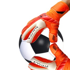 Haploon Youth Goalie Goalkeeper Gloves Kids Professional Goalkeeper Gloves,Soccer Football Training Goalkeeper Secure Gloves with Finger Protector-Carry Tote Included (Orange, 5#)