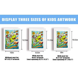 NXN-HOME Kids Art Frames Display 8.5x11 or 9x12 with Mat, 10x12.5 without Mat,Front Opening Changeable Kids Artwork Frames, Horizontal and Vertical Art Display for Kids Artwork,Schoolwork, Drawings
