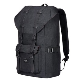 KAUKKO Women's Men's Students Backpack 17 Inch Backpack for 15 Inch Notebook Casual Daypacks Student Bag for Hiking 47 cm, 22.4 L Ep5 Leinen, (black (2pcs))