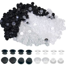 PUSNMI Buckle Plastic Button, Shoe Charm Backs Buttons Mixed Colors Black and Clear Round Buttons Accessories for Flat Shoe Charms, Wristband Charms Back, Factory DIY Ornaments 200pcs