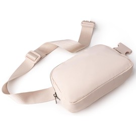Viva Terry Nylon Waist Belt Bag for Women Fanny Pack Crossbody Bag with Adjustable Strap for Running Hiking Travel Workout-Beige
