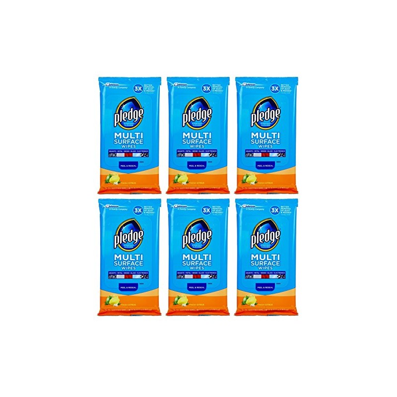 Pledge Multi Surface Everyday Wipes 25 ea (Pack of 6)