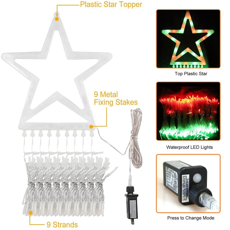 MINIAO Christmas Decorations Star Light, 16.4Ft 320 LED Christmas String