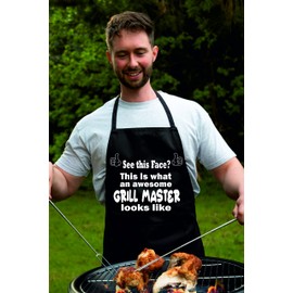 Print4U Awesome Grill Master Novelty Funny Apron BBQ Slogan Baking Cooking Blue