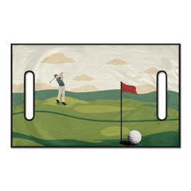 ZIATUBLES Golf Grass Print Golf Cart Seat Cover for Most 2 Passenger Club Car Golf Cart Seat Blanket Universal Fit Soft Breathable Fabric Golf Cart Seat Towel Protector