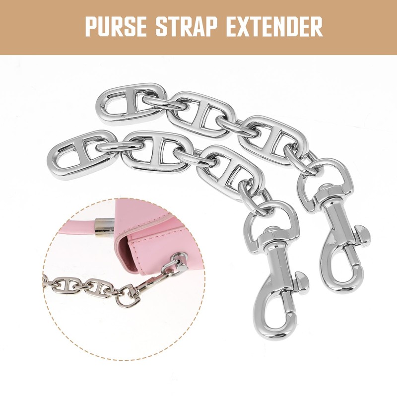 2 Pcs Silver Bag Extender Purse Strap Extender 4.7 Inch