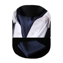 HISDERN Mens Cravats Polka Dot Cravat for Men Vintage Silk Cravat for Men and Pocket Square Set classic Ascot Scarf for Wedding Party Christmas