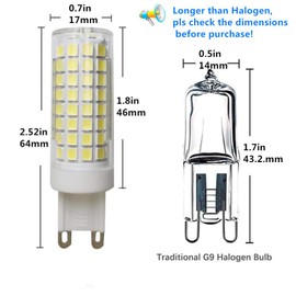 G9 Led Bulb - 8W Dimmable Ceramic Bulb Equivalent 80W Halogen Bulbs,Daylight White 6000K AC110-130V G9 Bi Pin Base 360 Degree Led Bulb for Chandelier Ceiling Fan Bedroom Lighting