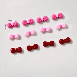 Yuzhiye Nail Parts, Ribbon, 3D, Cute, Large, Pink, Red, Bowknots, Jewelry, Deco Parts, Nail Art, Set of 60 (Pink + Rose + Red)