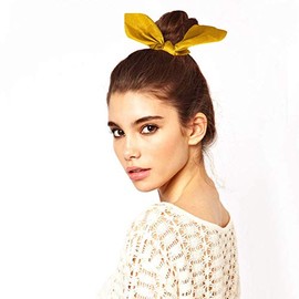 HomeChi 12 pcs de cintas para el cabello, bandas para el cabello de gasa elástica para los oídos de conejito Lazos suaves Bowknot Accesorios para el cabello con cola de caballo para niñas