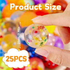 Demarsen Pack of 25 Bouncy Balls 25 mm for Children Colourful Bouncy Balls Rubber Balls Bouncy Balls for Children's Birthday Party Favours Rewards in the Classroom