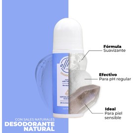 Desodorante Natural Con Piedra De Alumbre Y Bicarbonato de Sodio, Fórmula Libre De Parabenos, Sin Clorhidrato De Aluminio, Roll On 90 Ml