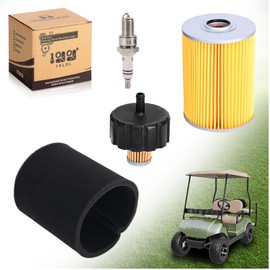 10L0L Golf Cart Tune Up Kit for Yamaha G1 2-Cycle & G14 4-Cycle Gas with 1 × Air Filter, 1 × Sponge, 1 × Fuel Filter and 1 × Spark Plug OEM J10-14417-00 JF7-14450-01