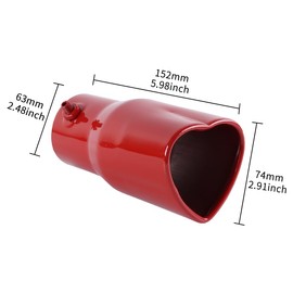 Heart Shaped Auto Stainless Steel RED Rear Exhaust Pipe Tail Muffler Tip