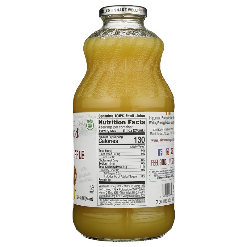 LAKEWOOD Pineapple Juice, 32 FZ