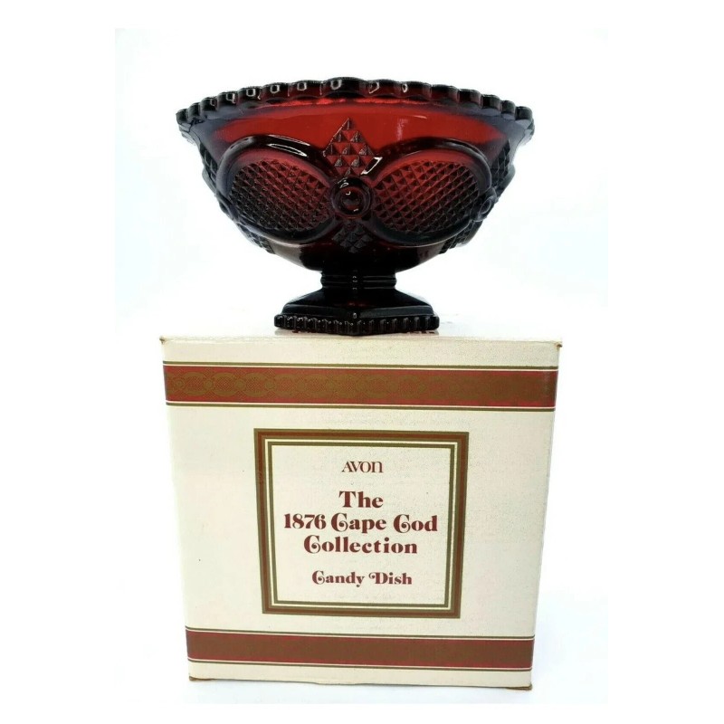 AVON NEW NOS CAPE COD COLLECTION RED RUBY FOOTED CANDY