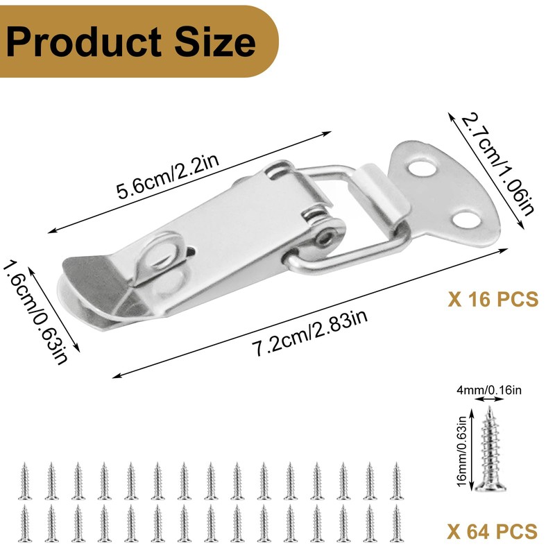 Spring Loaded Toggle Latch, 16PCS Latch with Lock Hole 56