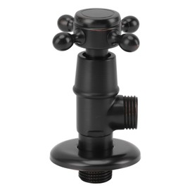Angle Shut-off Valve, Solid Brass Thickened Cold and Hot Triangle Valve, Water Shut-off Valve for Bathroom, Toilet, Washbasin Accessories (Black)