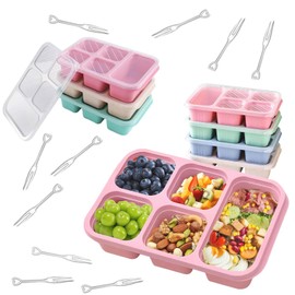 8 Pack Bento Lunch Box BPA-Free Reusable Snack Boxes 5 Compartment Bento Box Wheat Straw Meal Prep Lunch Box for Kids School Office Toddlers Travel Work