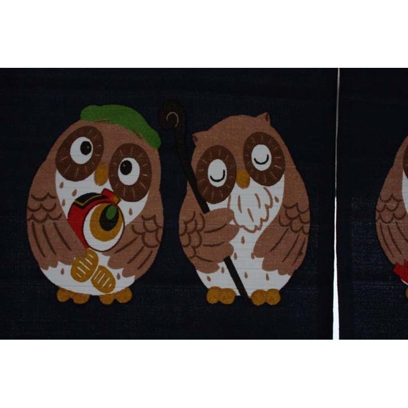 Made in Japan Noren Curtain Tapestry Sevens Owl