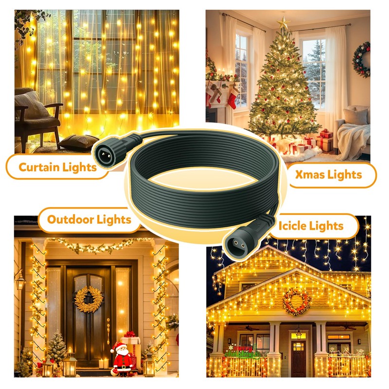 cshare Extension Cords for String Lights Inflatable Decorations, 2 Pin