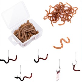 Mtxorvix Soft Plastic Worm Fishing Lure Kit, 18pcs, Brown, 9cm/3.54in, Artificial Worm, Fishing Lure, Fishing Hook, Freshwater & Saltwater