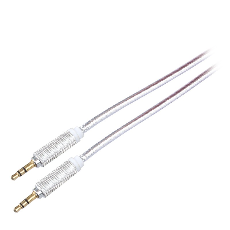 Lilware Braided Nylon Transparent PVC Jacket 1M Aux Audio Cable