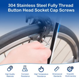 35Pcs 1/4"-20 x 1-1/2" Button Head Socket Cap Screws, 304 Stainless Steel 18-8, Fully Machine Thread, Bright Finish, with Hex Spanner, Replacement Screws for Furniture and DIY