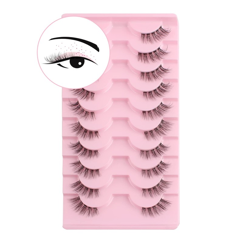 Parriparri Half Eyelashes Natural False Eyelashes 10 Pairs Cat Eye