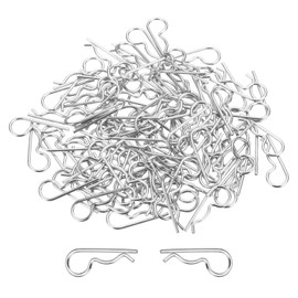 DMiotech 100Pcs Body Clips Bent RC Car Shell Clip Model Car R Pins Silver Universal Shell Replacement Parts for 1/10 1/12 Scale RC Car,25mm/0.98"