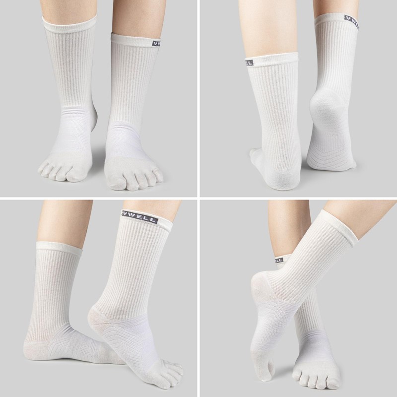 VWELL Toe Socks for Men Women Running COOLMAX Mid-Calf Finger