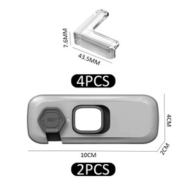 2 Pieces Anti-Pinch Safety Locks and 4 Pieces Anti-Collision Corners, Furniture Accessories, Child Safety Locks, Suitable for Refrigerators, Drawers, Cabinets