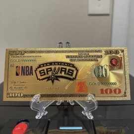 Unbranded 24k Gold Foil Plated San Antonio Spurs Basketball Team Banknote Collectible