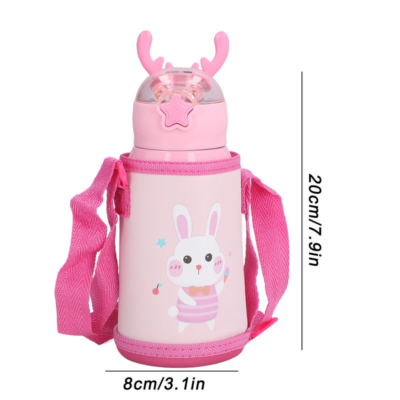 500ml Kids Stainless Steel Straw Thermal Insulation Cup Temperature Display